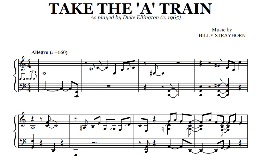 Duke Ellington Take The A Train Pdf Jazz Transcription