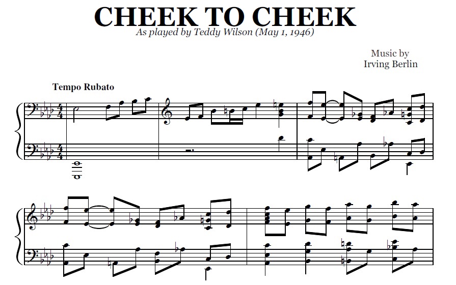 Teddy Wilson Cheek To Cheek Pdf Jazz Transcription