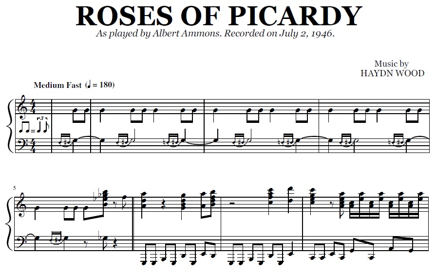 Roses Of Picardy Albert Ammons (Sheet Music) PDF Transcription