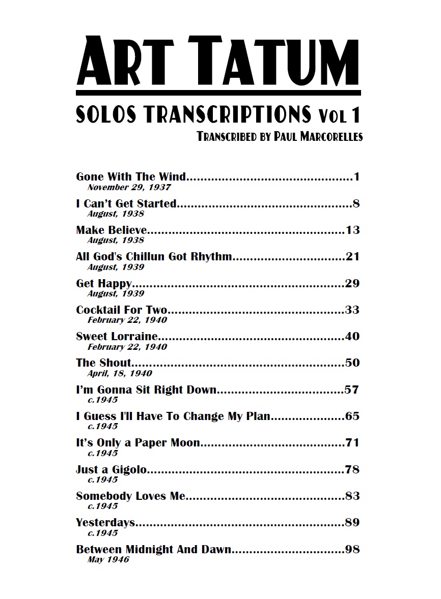 Contents - Art Tatum 15 piano Solos Transcriptions Volume 1