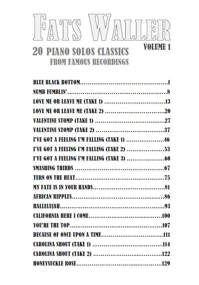 Contents - Fats Waller 20 Solos For Piano Volume 1