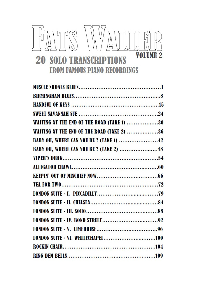 Contents - Fats Waller 20 Solos For Piano Volume 2
