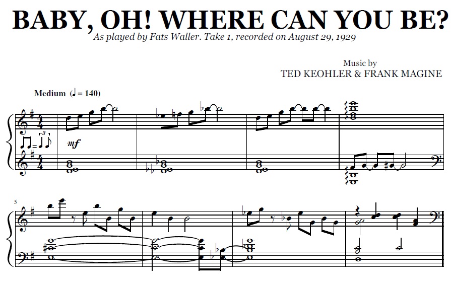 Fats Waller - Baby Oh, Where Can You Be ? (Take 1)