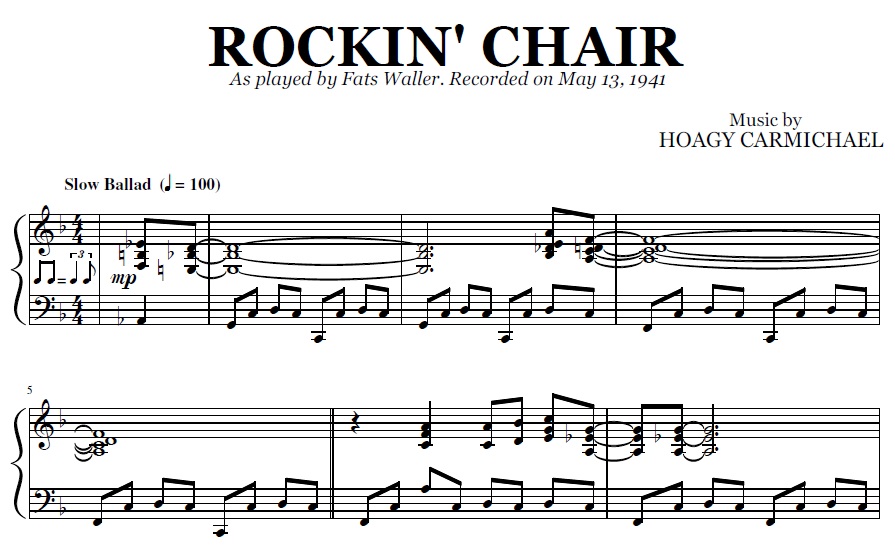 Rockin' Chair Fats Waller (Sheet Music) PDF Transcription
