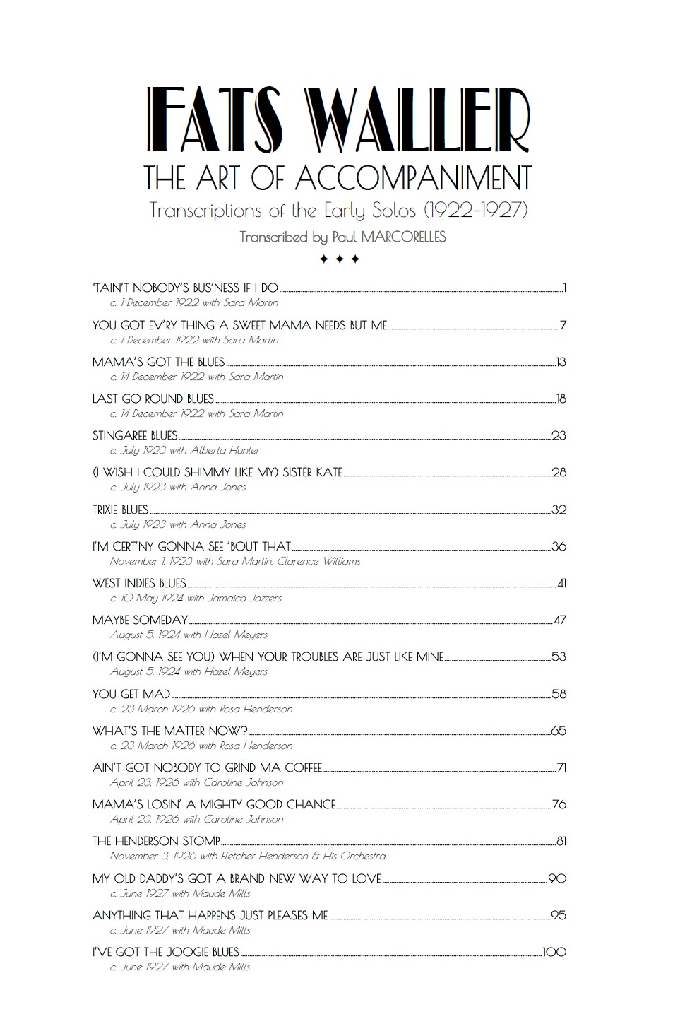 Contents - Fats Waller The Art of Accompaniment