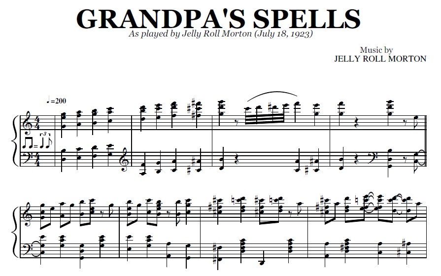 Grandpa's Spells Jelly Roll Morton (Sheet Music) PDF Transcription