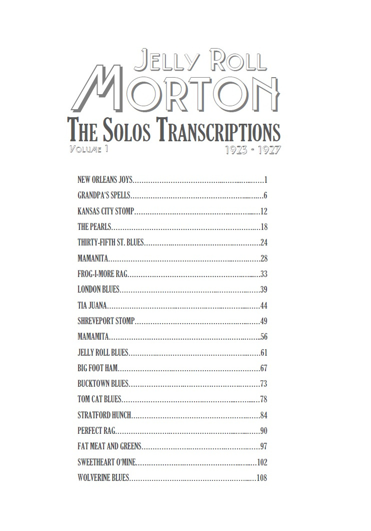 Contents - Jelly Roll Morton The Solos Transcriptions Volume 1