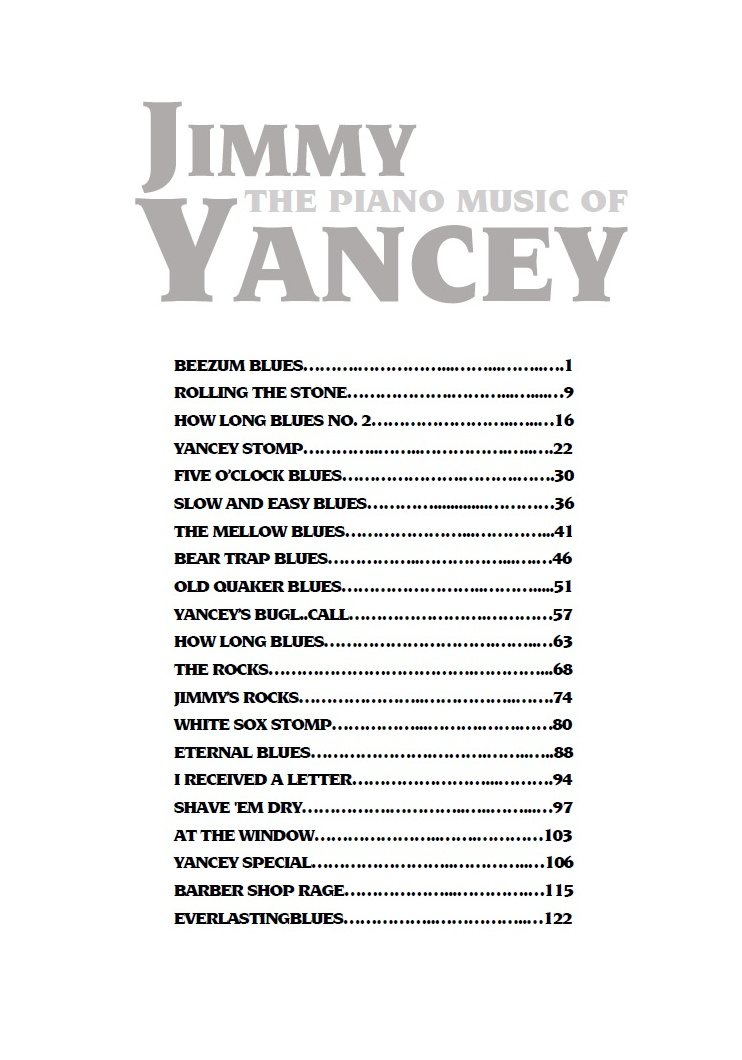 Contents - Jimmy Yancey 21 Piano Solos Transcription